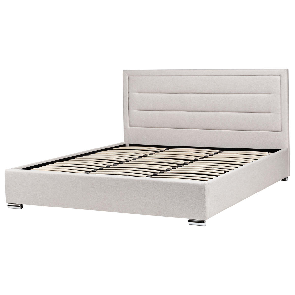 BETT mit Stauraum 180/200 cm Hellbeige Rouen - Beige, Textil (180/200cm) - Beliani