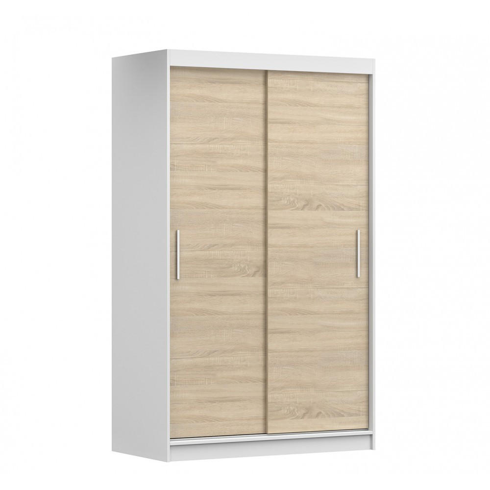 SCHWEBETÜRENSCHRANK Neomi 06 ohne Spiegel Weiß/Sonoma Eiche 120 cm - Alufarben/Weiß, Holzwerkstoff/Kunststoff (120/200/61cm) - imoebel24
