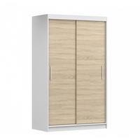 SCHWEBETÜRENSCHRANK Neomi 04 ohne Spiegel Weiß/Sonoma Eiche 120 cm - Alufarben/Weiß, Holzwerkstoff/Kunststoff (120/200/61cm) - imoebel24