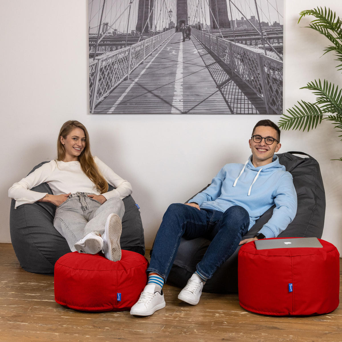 SITZPOUF L rot - Rot, Textil (500/300/500cm) - Bruni