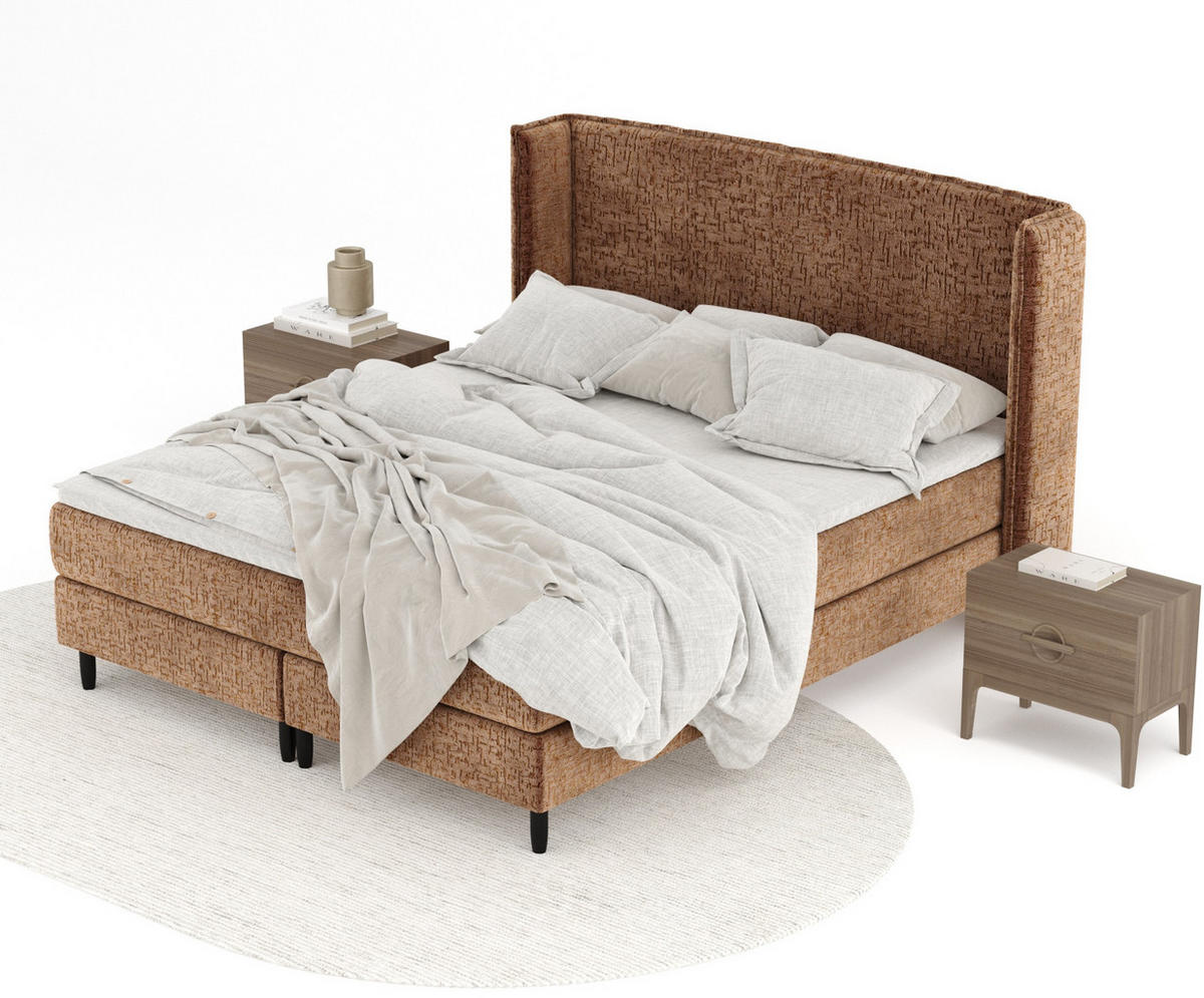 KONTINENTALBETT Ardis Kupfer 160/200 cm mit Matratze und Topper - Schwarz/Kupferfarben, Holz/Holzwerkstoff (160/200cm) - Maison de Reve