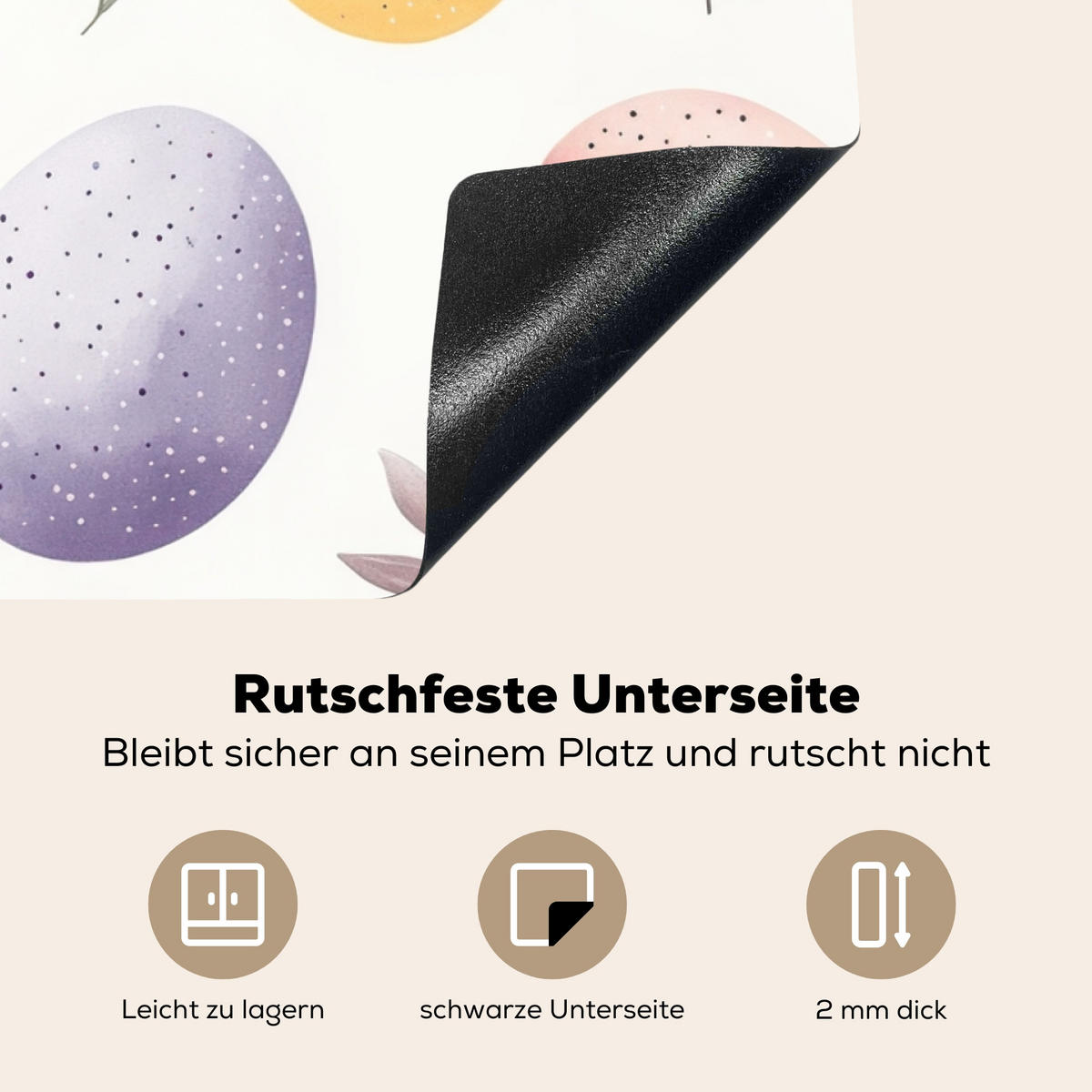 HERDABDECKPLATTE Eier - Bunt - Muster Induktionsmatte 83x51 cm - Weiß, Kunststoff (83/51.5/0.2cm) - MuchoWow