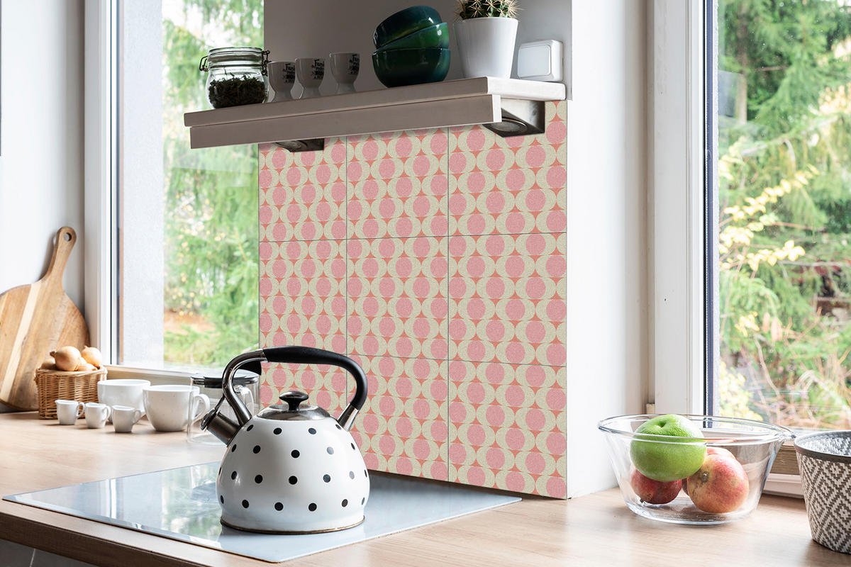 FLIESENAUFKLEBER 9 Stück 30x30 cm selbstklebend Retro-Muster - Rosa, Textil (30/1.6/30cm) - TULUP