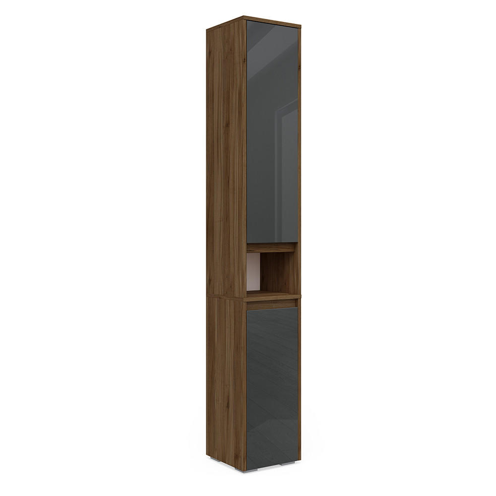 BADSCHRANK Majest Anthrazit Hochglanz 30.2 x 190 cm - Schwarz Hochglanz/Anthrazit, Holzwerkstoff (30.2/191.5/30cm) - Vicco
