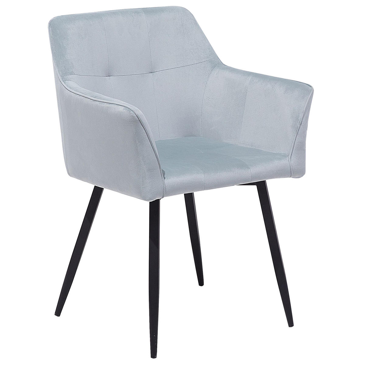 ESSZIMMERSTUHL 2er-Set Samtstoff Grau Jasmin - Grau, Textil/Metall (60/91/49cm) - Beliani