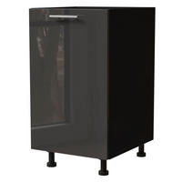 KÜCHENUNTERSCHRANK Essen D1D/45 Graphit Hochglanz / Schwarz Matt 45 / 50 / 82cm - Schwarz/Graphitfarben, Holz/Holzwerkstoff (45/82/50cm) - Feldmann-Wohnen