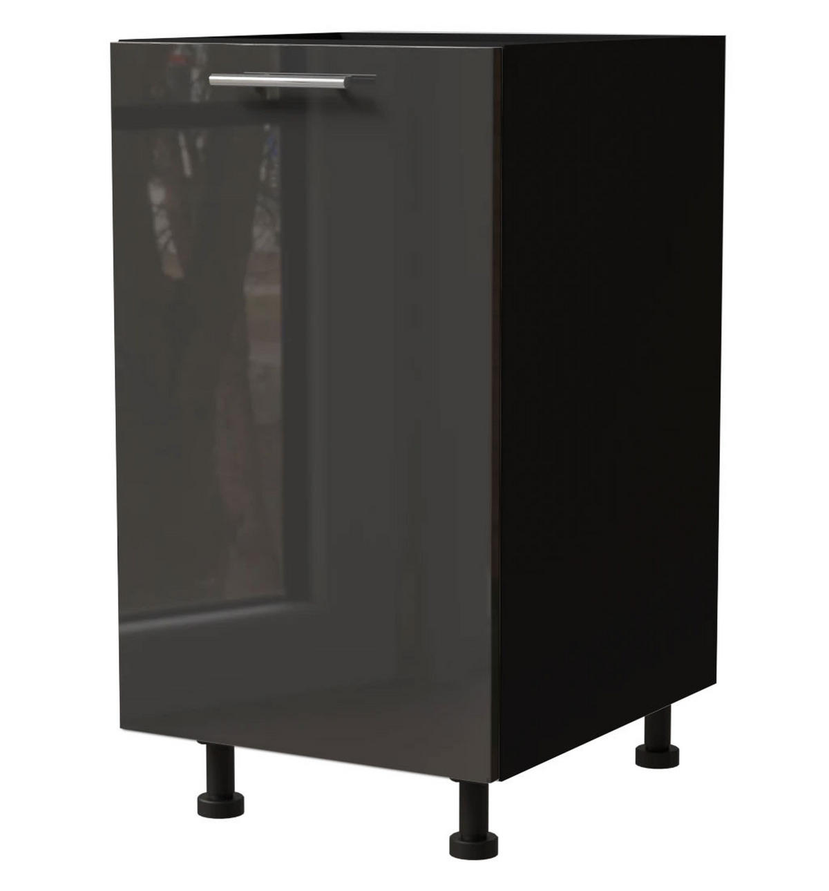 KÜCHENUNTERSCHRANK Essen D1D/45 Graphit Hochglanz / Schwarz Matt 45 / 50 / 82cm - Schwarz/Graphitfarben, Holz/Holzwerkstoff (45/82/50cm) - Feldmann-Wohnen