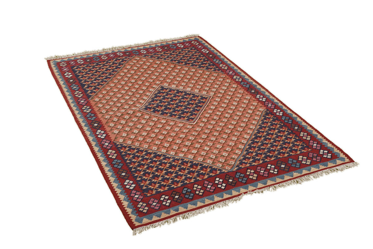 HANDWEBTEPPICH Kelim Senneh Orange 154/107 cm Schurwolle - Orange, Textil (107/154cm) - Looma