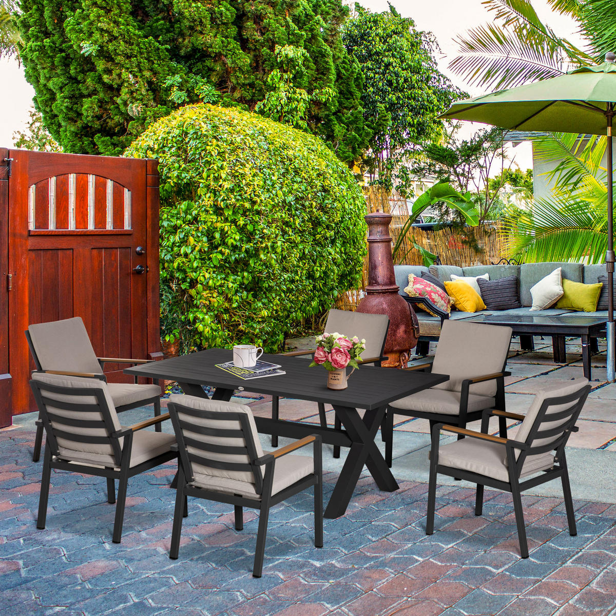 GARTENMÖBEL-SET Grau 175.0/92.0/73.0cm - Grau, Metall