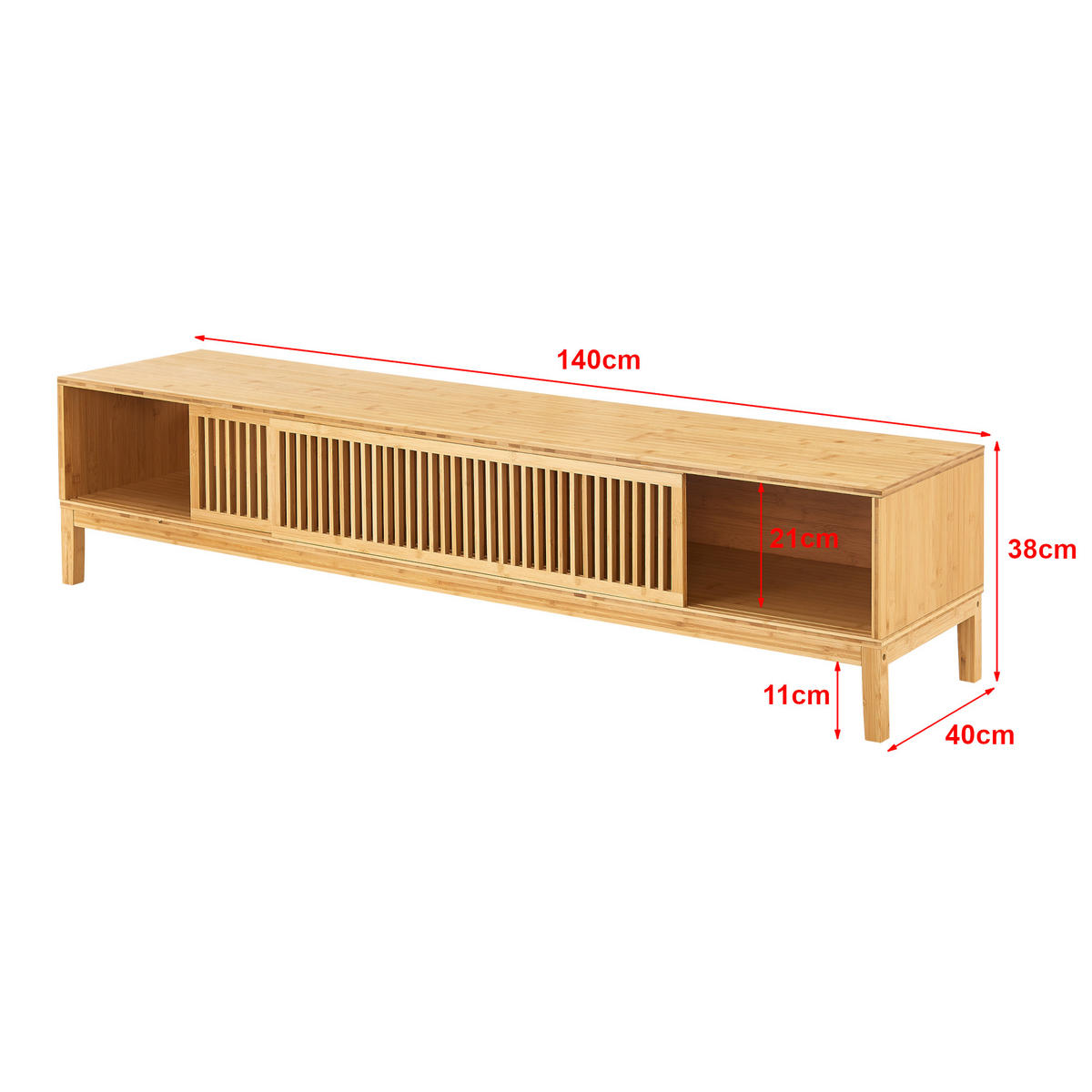 LOWBOARD Videbæk - Naturfarben, Holz (140/38/40cm) - [en.casa]