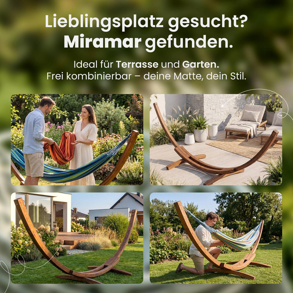 HÄNGEMATTENGESTELL Holz Natura - Eukalyptusholzfarben, Holz (120/395/116cm) - CLP