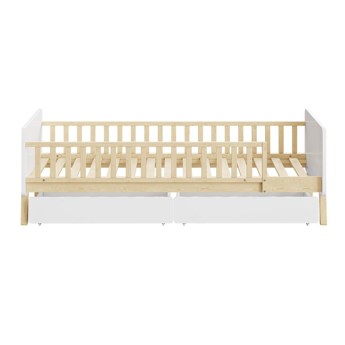 KINDEREINZELBETTEN aus Massivholz 90x190 cm in Weiß mit 2 Schubladen - Weiß, Holz (90/190cm) - Modfu