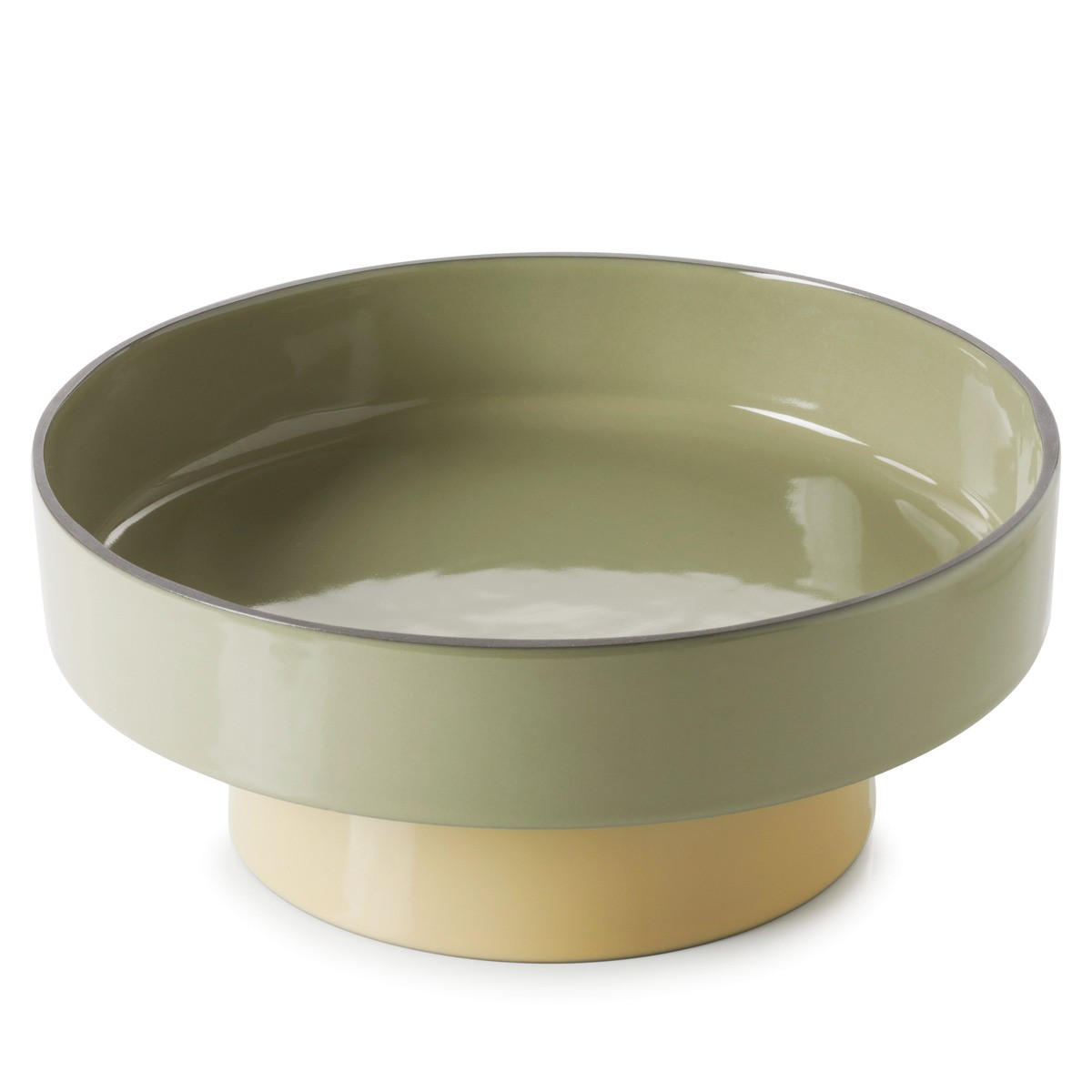 TORTENSTÄNDER CARACTERE M 26 cm KARDAMOM/MUSKAT - Currygelb/Salbeigrün, Keramik (26/10.5/26cm) - Revol Porcelaine France