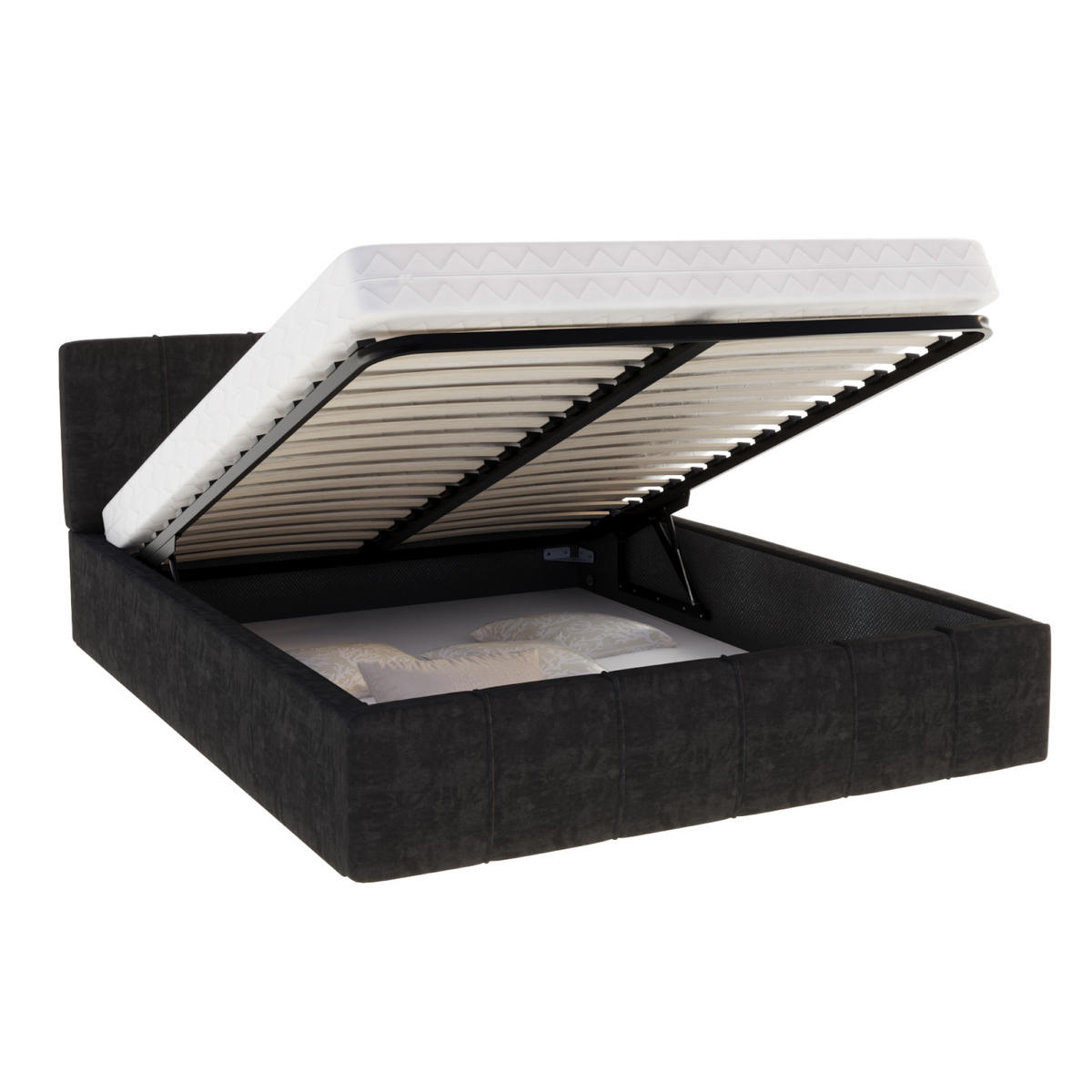 POLSTERBETT FLORIDA - Schwarz, Holzwerkstoff/Metall (160/200cm) - FDM