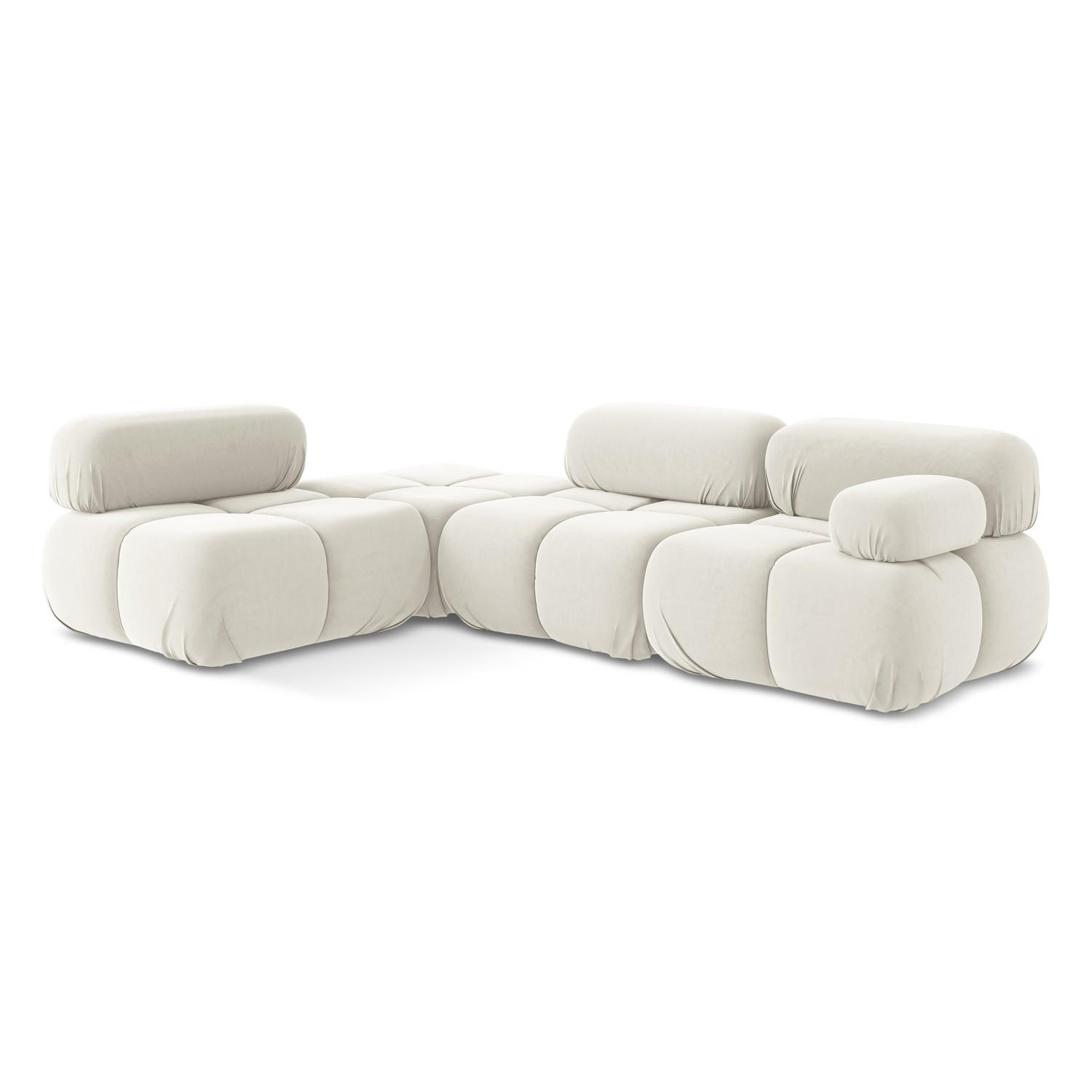 ECKSOFA Links Samt Stoff Beige - Beige/Creme, Kunststoff/Textil (190/285cm) - LaMiaSofa