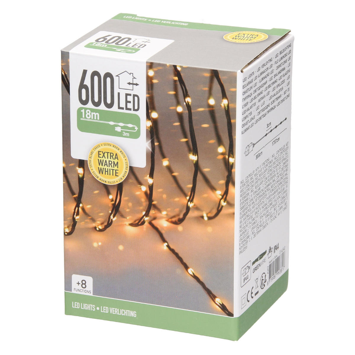 LED MICRO CLUSTER LICHTERKETTE Cluster Lichterkette 24m 800 LED Extra-Warmweiß 8Modi Außen - Grün, Kunststoff (2700cm) - ECD-Germany