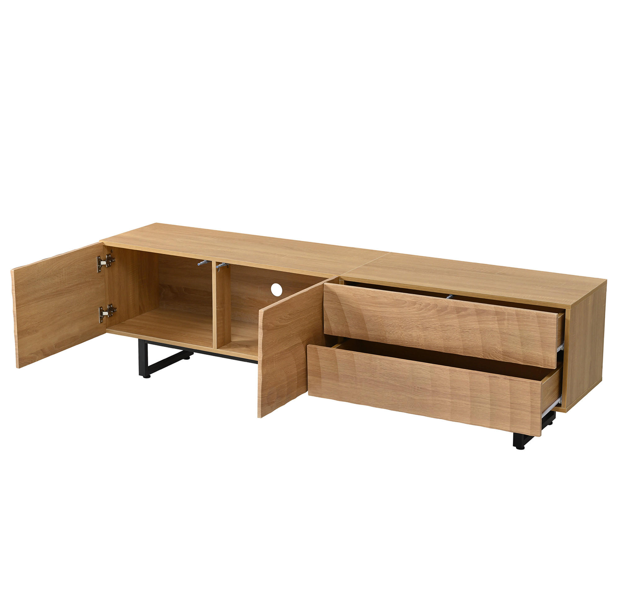 TV-SCHRANK mit Kabeldurchführung 180 x 38 x 51,5 cm Holzoptik Natural - Braun, Holzwerkstoff (38/51.5/180cm) - Beauniv