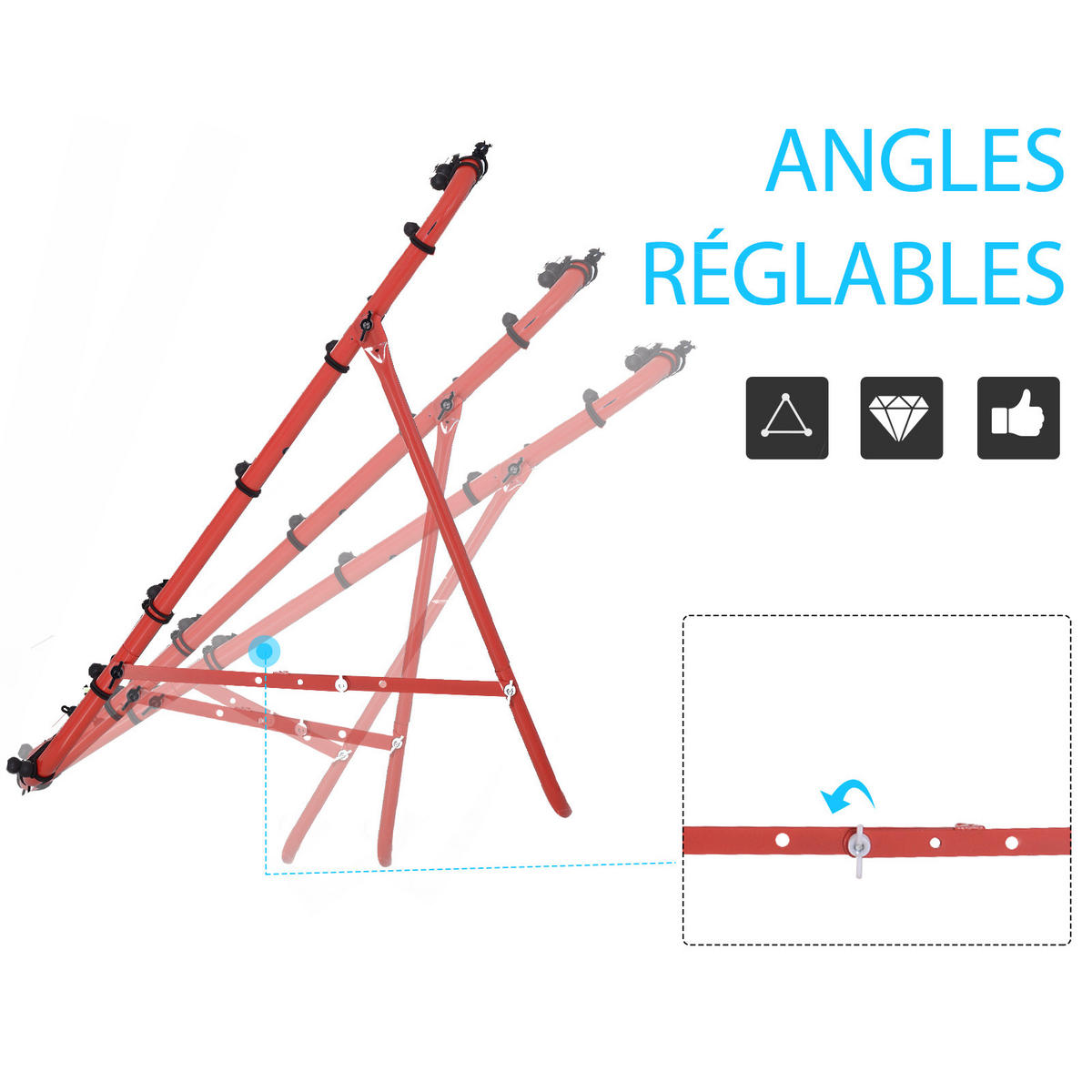 REBOUNDER DE-18596 verstellbarer Winkel mit 20 elastischen Seilen - Rot, Kunststoff (80/96cm) - ComfortXL