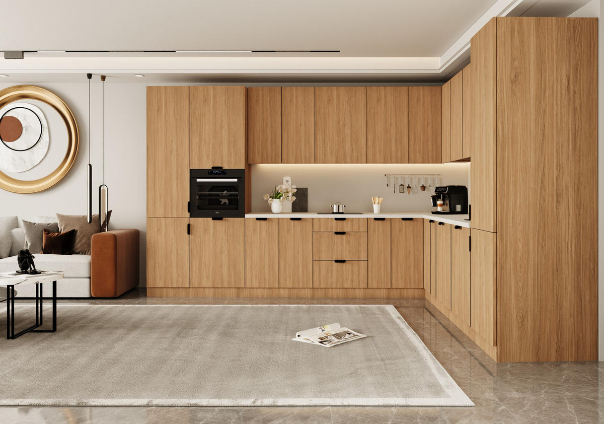 WINKELKÜCHE 345 x 285 cm - Sorento KS12-M345 - in Sonoma Eiche - Schwarz/Sonoma Eiche, Holz/Metall (630/247/58cm)