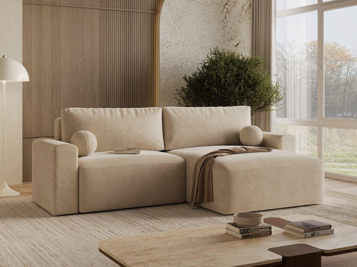 ECKSOFA Aurora Beige - Beige, Holz/Textil (259/145cm) - Graingold