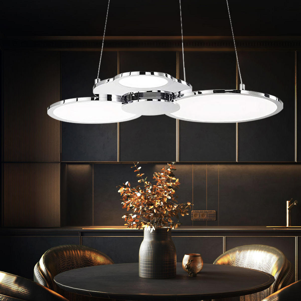 LED HÄNGELEUCHTE Aluminium Silber Ringe - Silberfarben, Metall (58/47.5/150cm) - Wofi