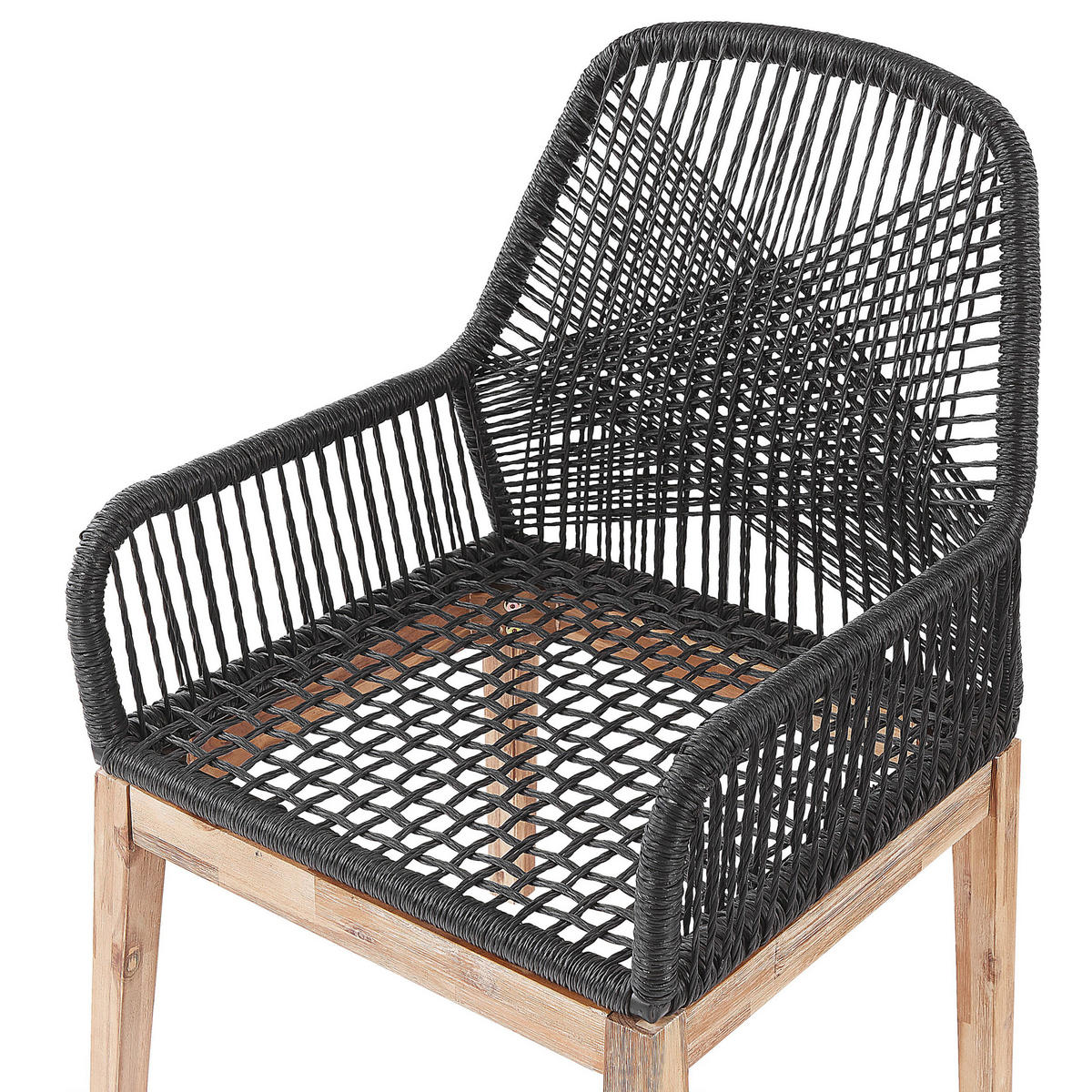 GARTENMÖBEL SET 4-Sitzer Faserzement grau 90/90 cm schwarz/grau Olbia - Hellbraun/Schwarz, Stein - Beliani