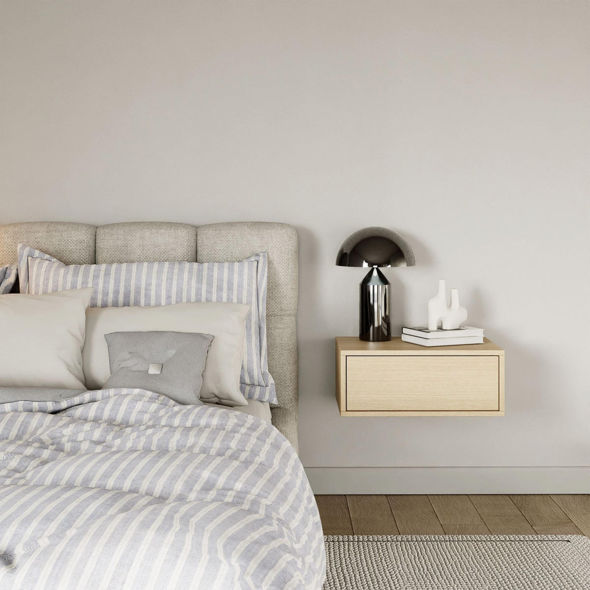 NACHTTISCH hängend Framme Eiche Holzoptik, 50 cm - Beige, Holzwerkstoff (50/20.8/36cm) - Selsey