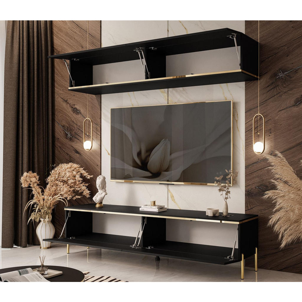 Thumbnail - Lookway Wohnwand, Schwarz, Holzwerkstoff, Uni, Rechteckig, 180x46x40 cm, Wohnzimmer, Wohnwände, Anbauwände