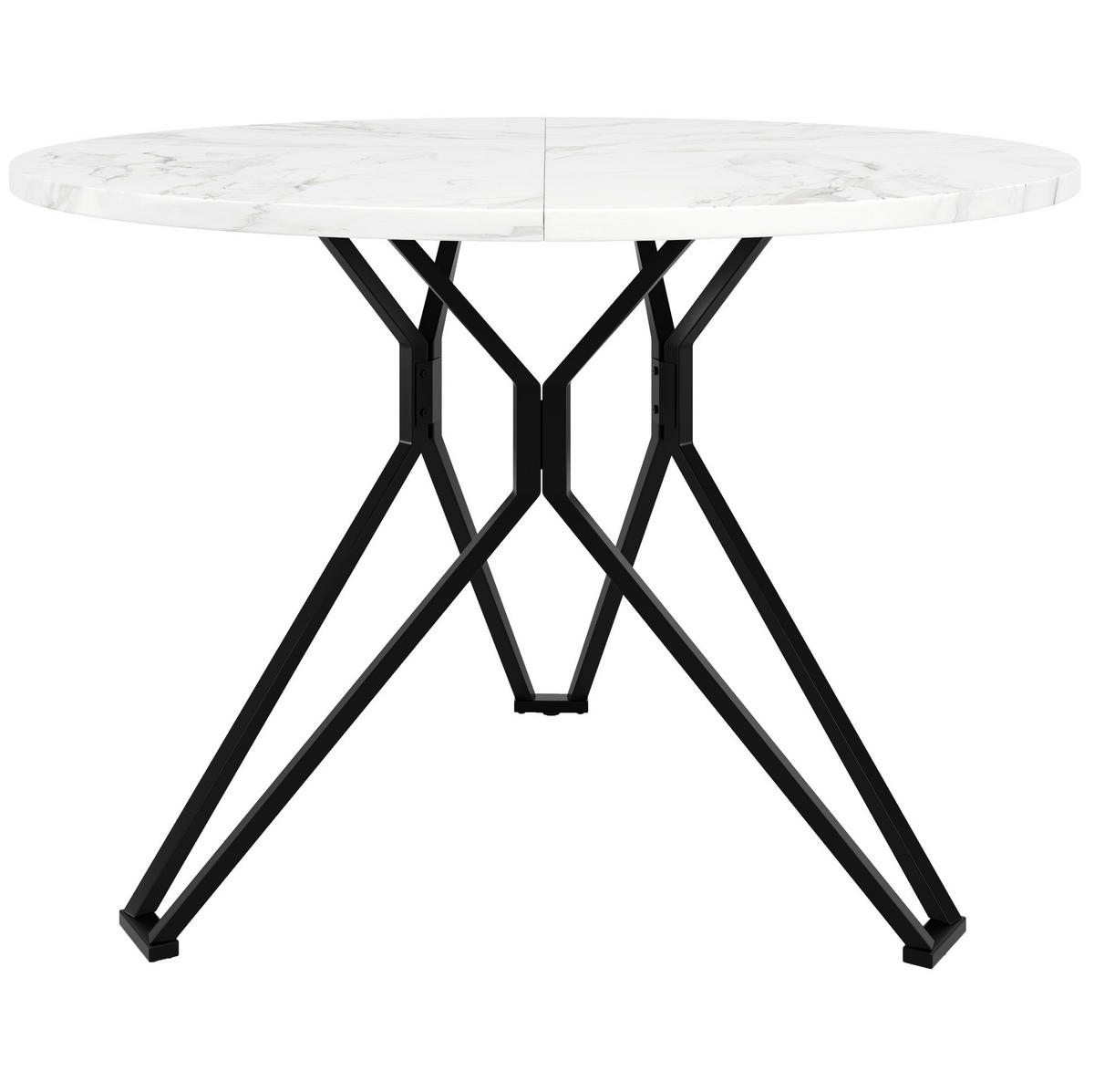 ESSTISCH aus MDF 100x100x76 cm Schwarz mit Marmoroptik, Metallgestell und verstellbaren Füßen - Schwarz, Holzwerkstoff (100/100/76cm) - Modfu