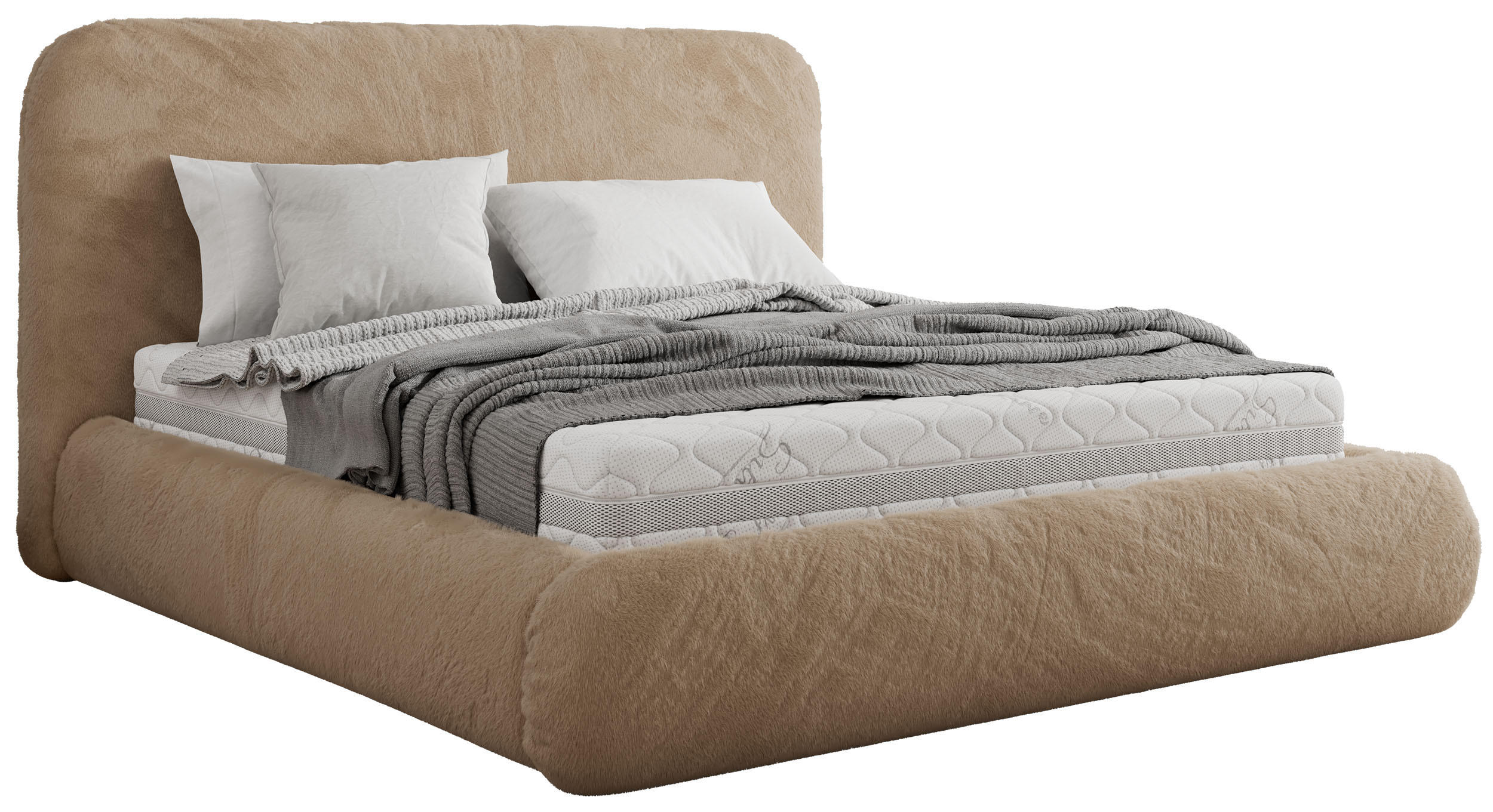 POLSTERBETT BENEA CLASSIC 140/200 - Beige Plüsch - Multipocket-Matratze - Beige, Textil (140/200cm) - MKS