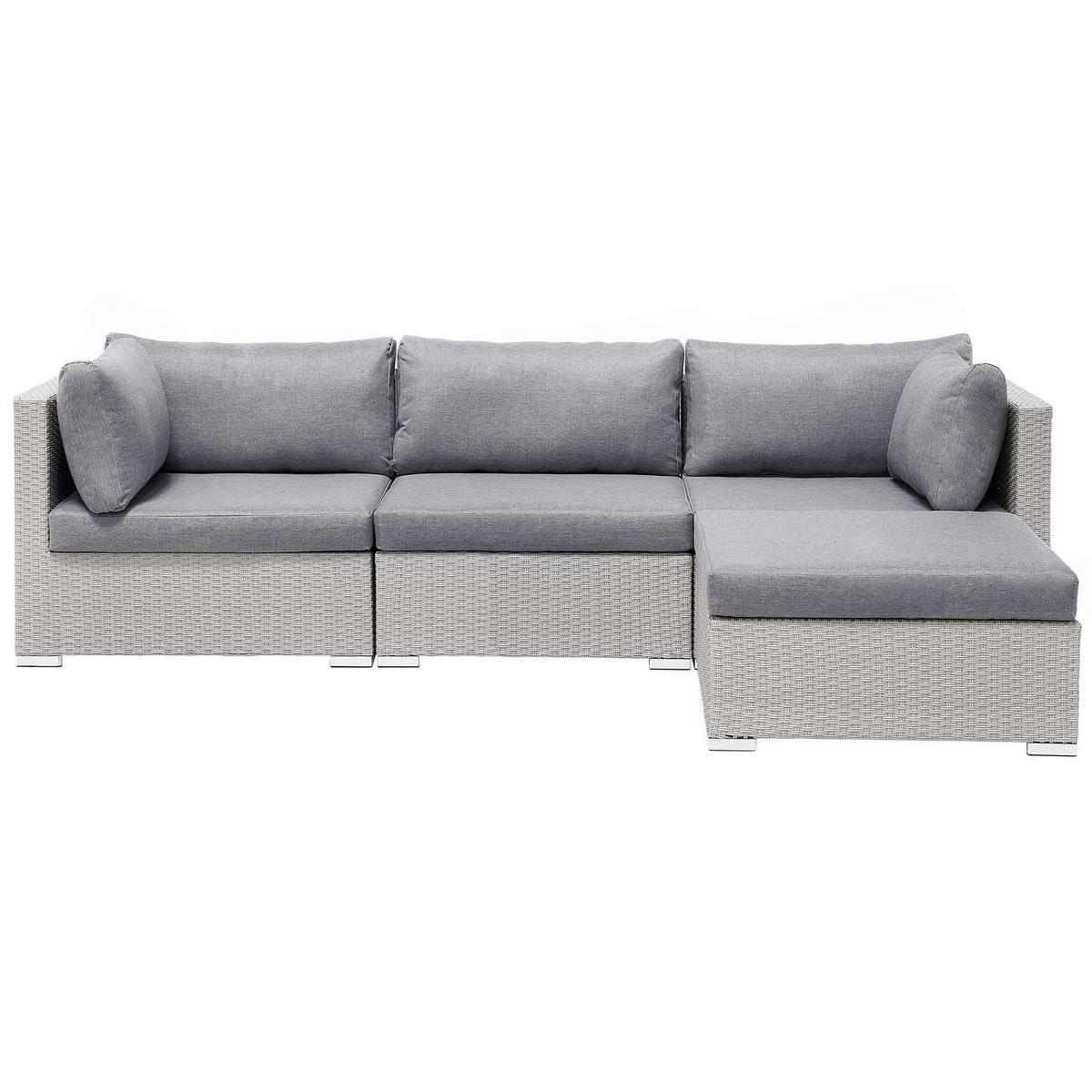LOUNGE SET 4-Sitzer hellgrau linksseitig modular Auflagen grau Sano - Hellgrau, Kunststoff - Beliani