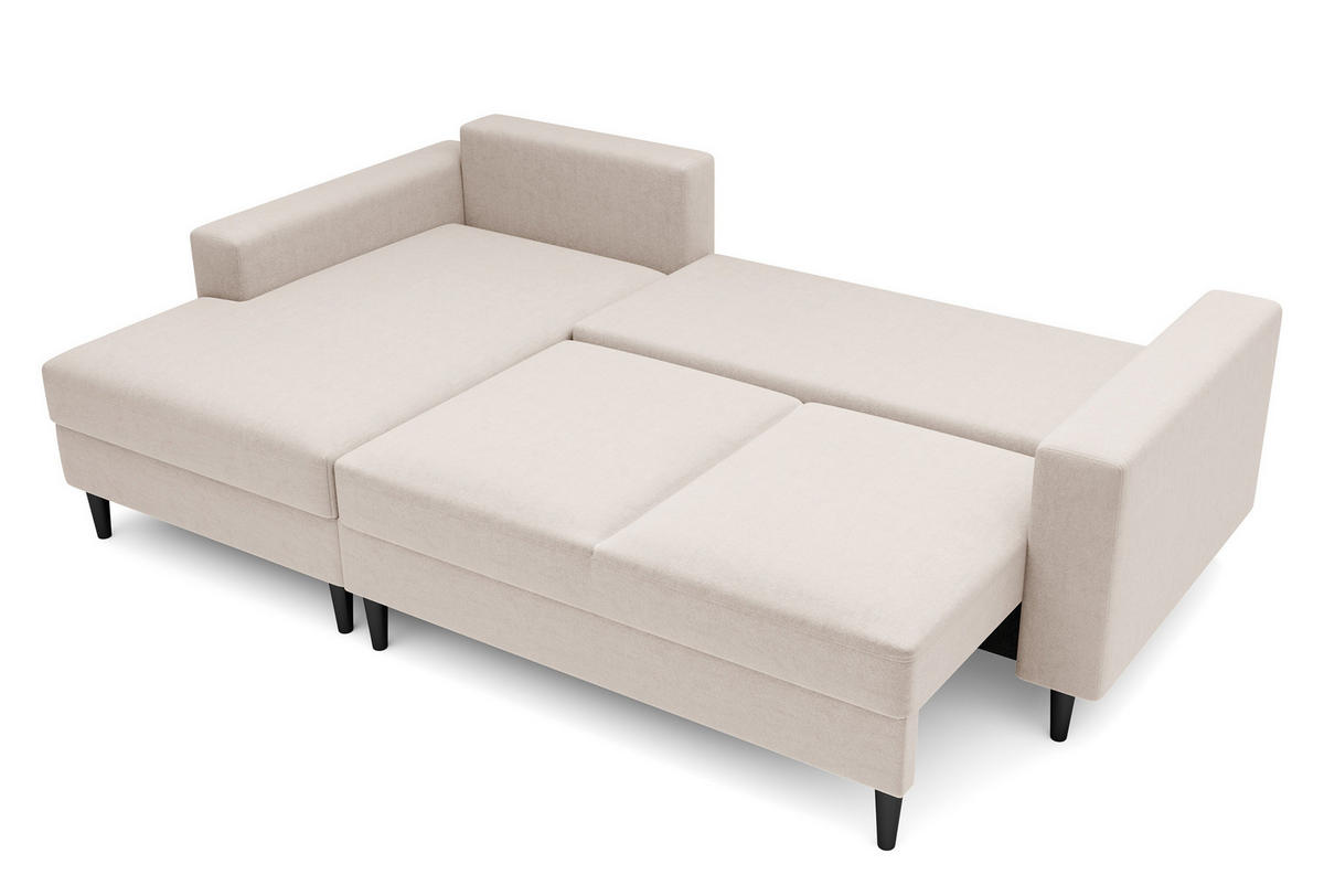 ECKSOFA Nalika Cremeweiß Velours - Creme/Schwarz, Holz/Textil (230/143cm) - Selsey