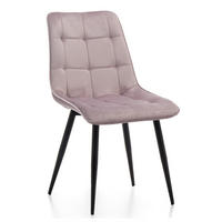 STUHL CHIC gespolsterter mit Steppung - rosa - Samt Velours - Schwarz/Rosa, Metall (50/88/47cm) - NEW HOME