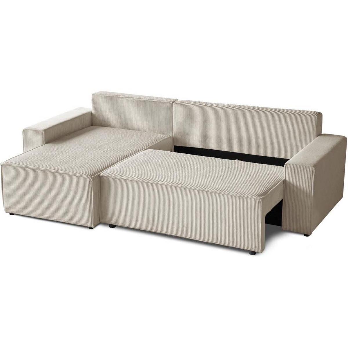 ECKSCHLAFSOFA mit Schlaffunktion Hektor beige - Beige/Schwarz, Kunststoff/Textil (277/152cm) - Beautysofa