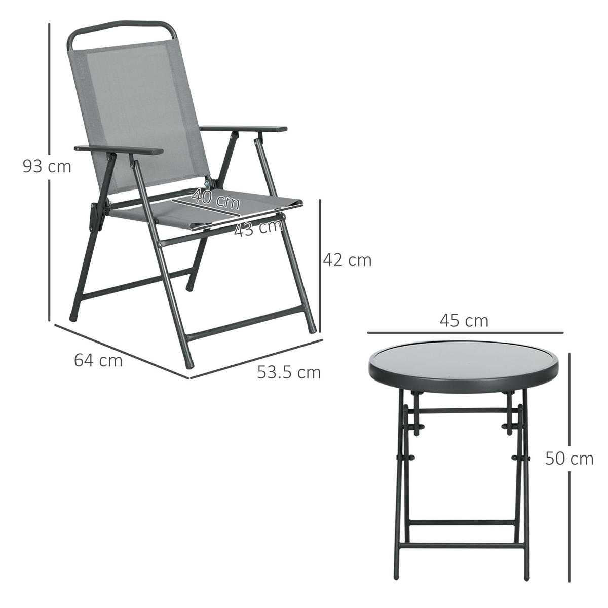 GARTEN-BEISTELLTISCHSET Hellgrau 3 Stück - Hellgrau, Metall (53.5/64/93cm) - GiPP