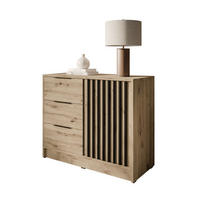 KOMMODE NELA mit Lamellen, Artisan/Schwarz - Eiche Artisan, Holzwerkstoff (105/86/45cm) - Lookway