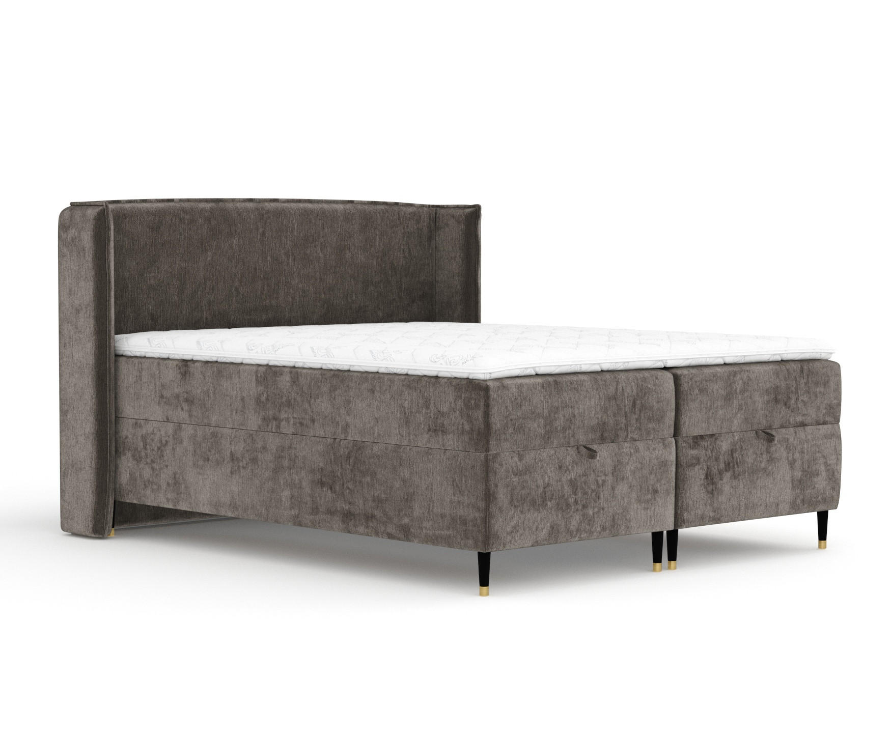 BOXBETT Monpelli Dunkelbraun 160/200 cm mit Matratze und Topper - Dunkelbraun/Schwarz, Holz/Holzwerkstoff (160/200cm) - Maison de Reve