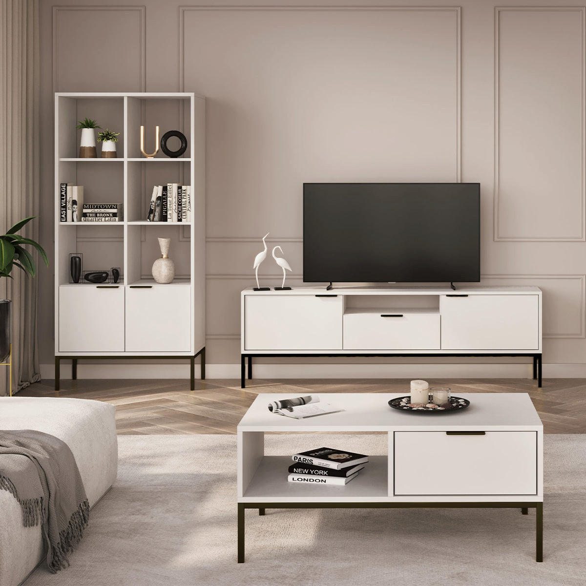 KLUBSKA MIZICA Seattle Črno-belo - bela, leseni material (60/80/45.4cm) - Petits-meubles
