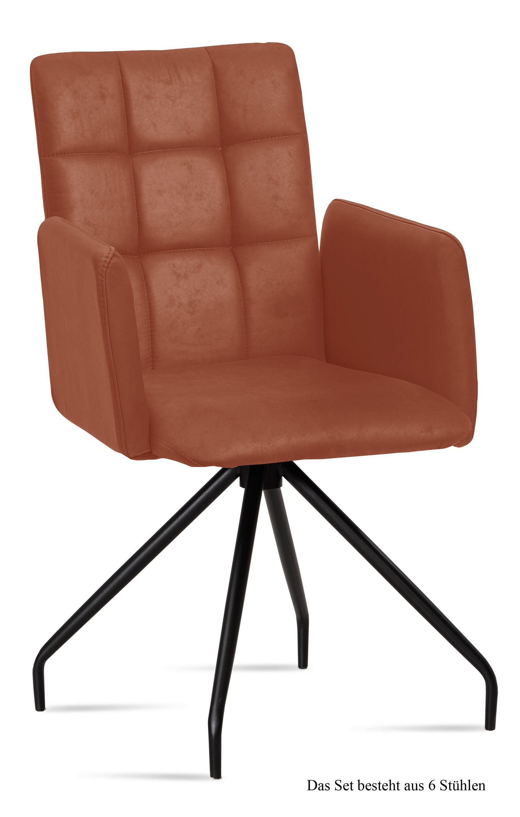ARMLEHNSTUHL (6er-Set) Devina 52x91x60 Schwarz/Cognac - Cognac/Schwarz, Kunststoff (60/91/52cm) - 58aufmkessel