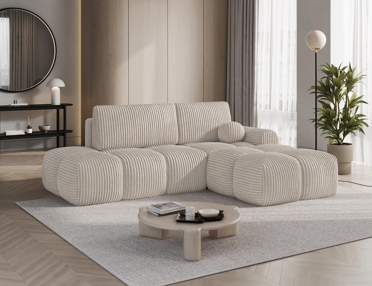 ECKSOFA VITTARIO mit Schlaffunktion & Bettkasten – Modernes L-Sofa 227 cm, inklusive Kissen - Weiß, Kunststoff (227/95cm) - Wohnideebilder