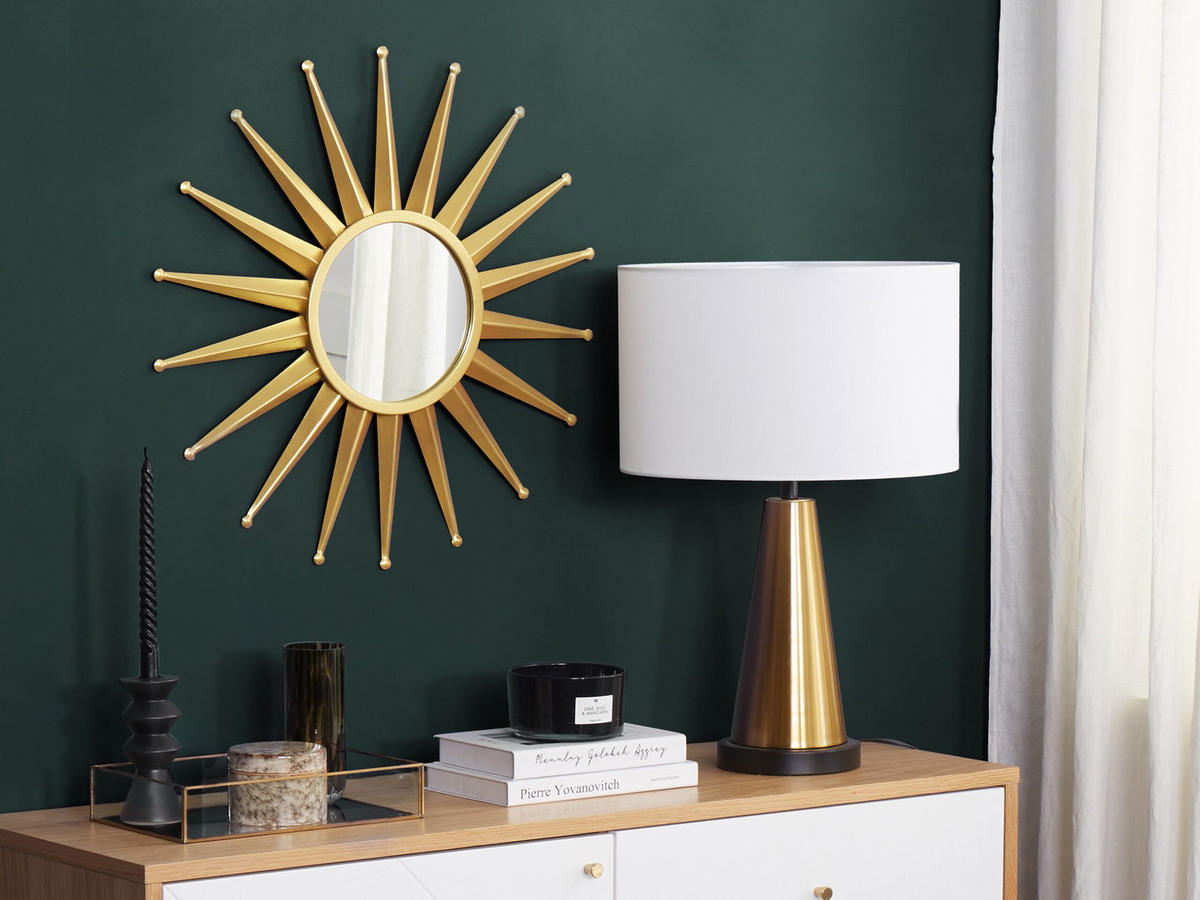 WANDSPIEGEL gold Sonnenoptik 60 cm Perelli - Goldfarben, Metall (60/60/3cm) - Beliani