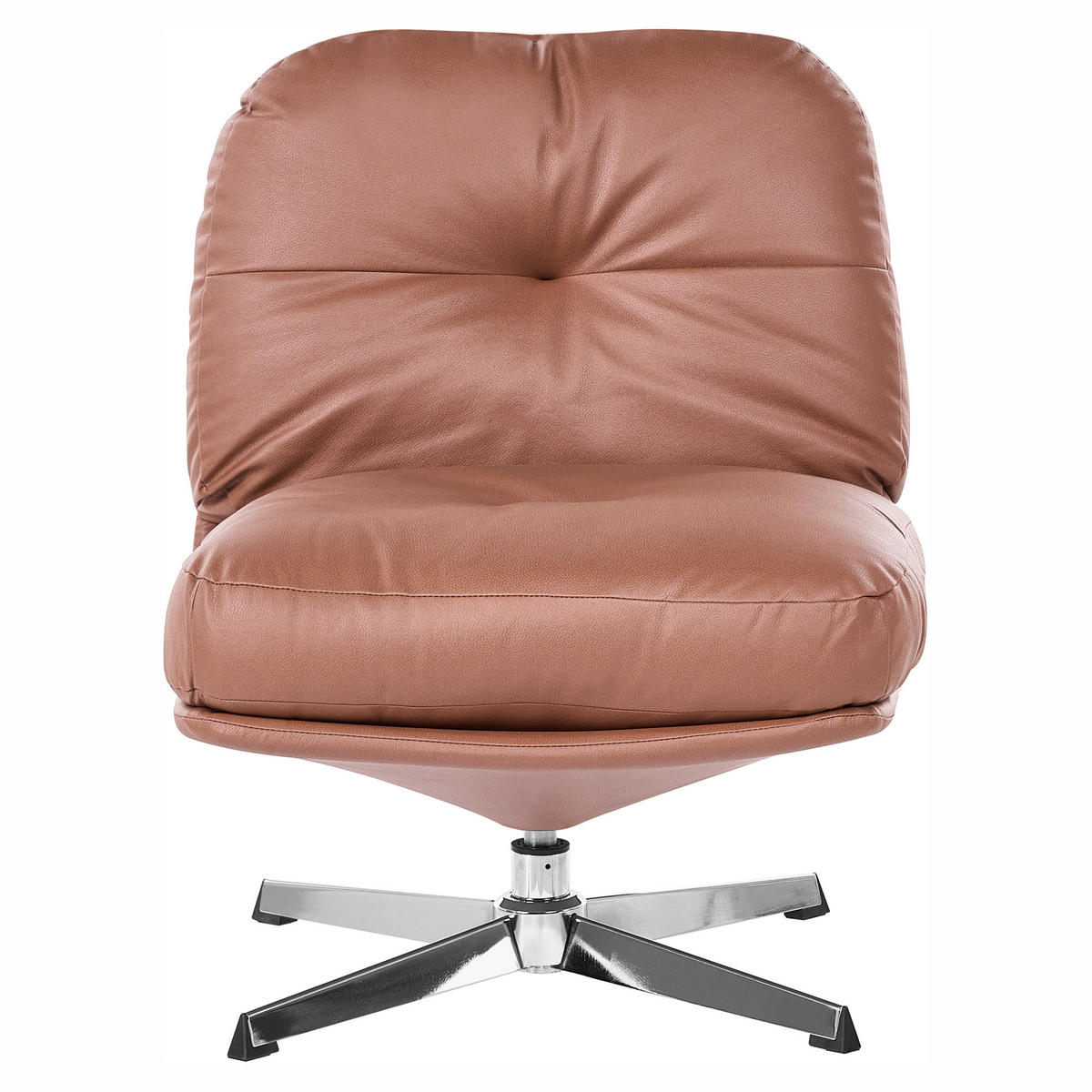 DREHSESSEL mit Fußstütze Stoff Braun Loimaa - Silberfarben/Braun, Textil/Metall (62/77/75cm) - Beliani
