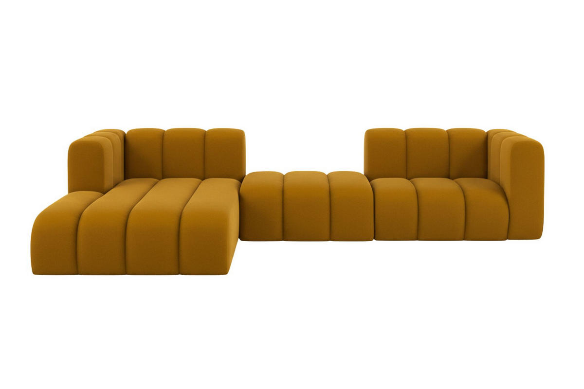 ECKSOFA L-Form Grand L 319 cm, Veloursstoff Salvador, Gelb, Links - Gelb, Holz (319/179cm) - Kaiser Möbel