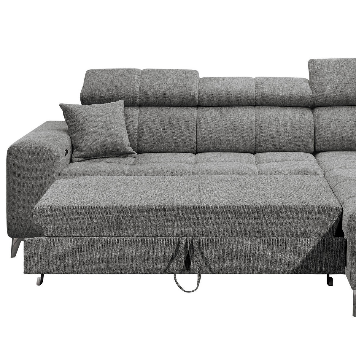 ECKSOFA mit Schlaffunktion - Webstoff - Anthrazit/Schwarz, Kunststoff/Textil (282/198cm) - home24