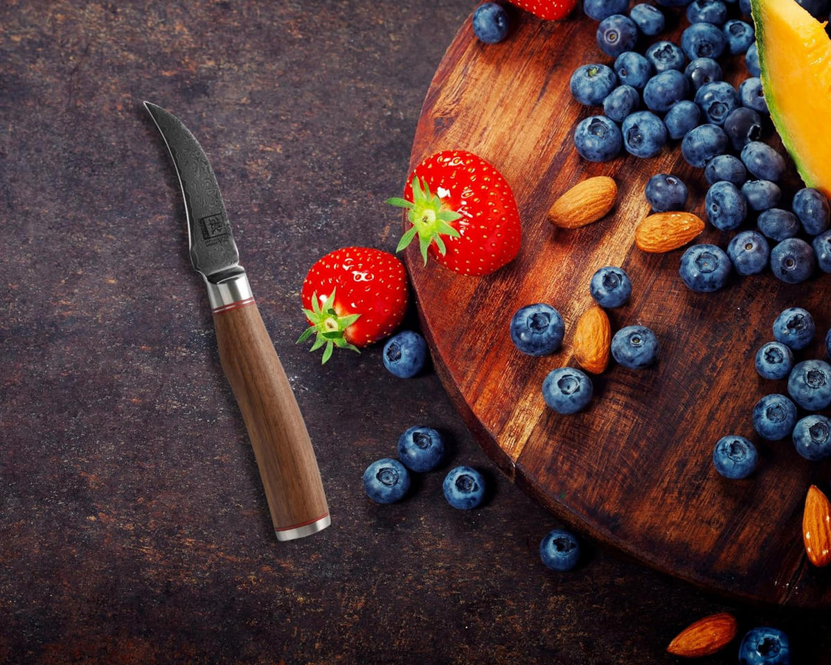 SCHÄLMESSER 8,5 cm - Nussbaumfarben, Holz/Metall (20cm) - Zayiko