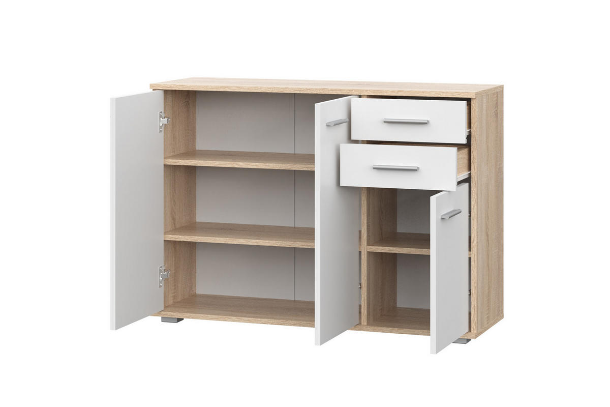 KOMMODE Sonoma Eiche, Weiß 69/74/34 - Weiß/Sonoma Eiche, Holzwerkstoff (69/74/34cm) - RAUMHIRSCH FURNITURE