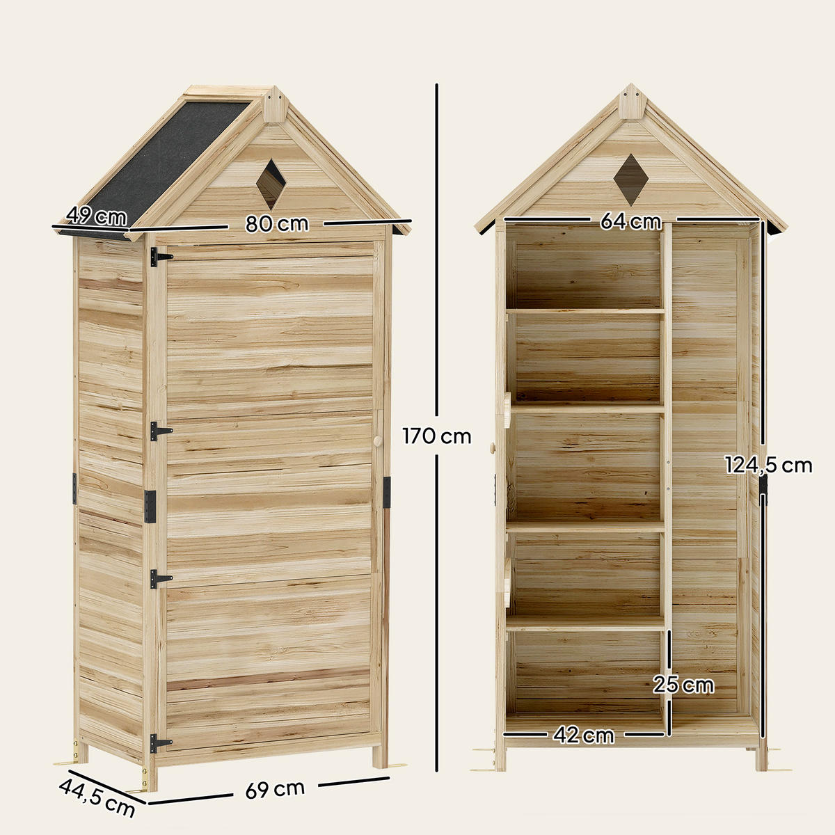 GARTENSCHUPPEN DE-09234 Hellbraun - Naturfarben, Holz (49/170/80cm) - ComfortXL