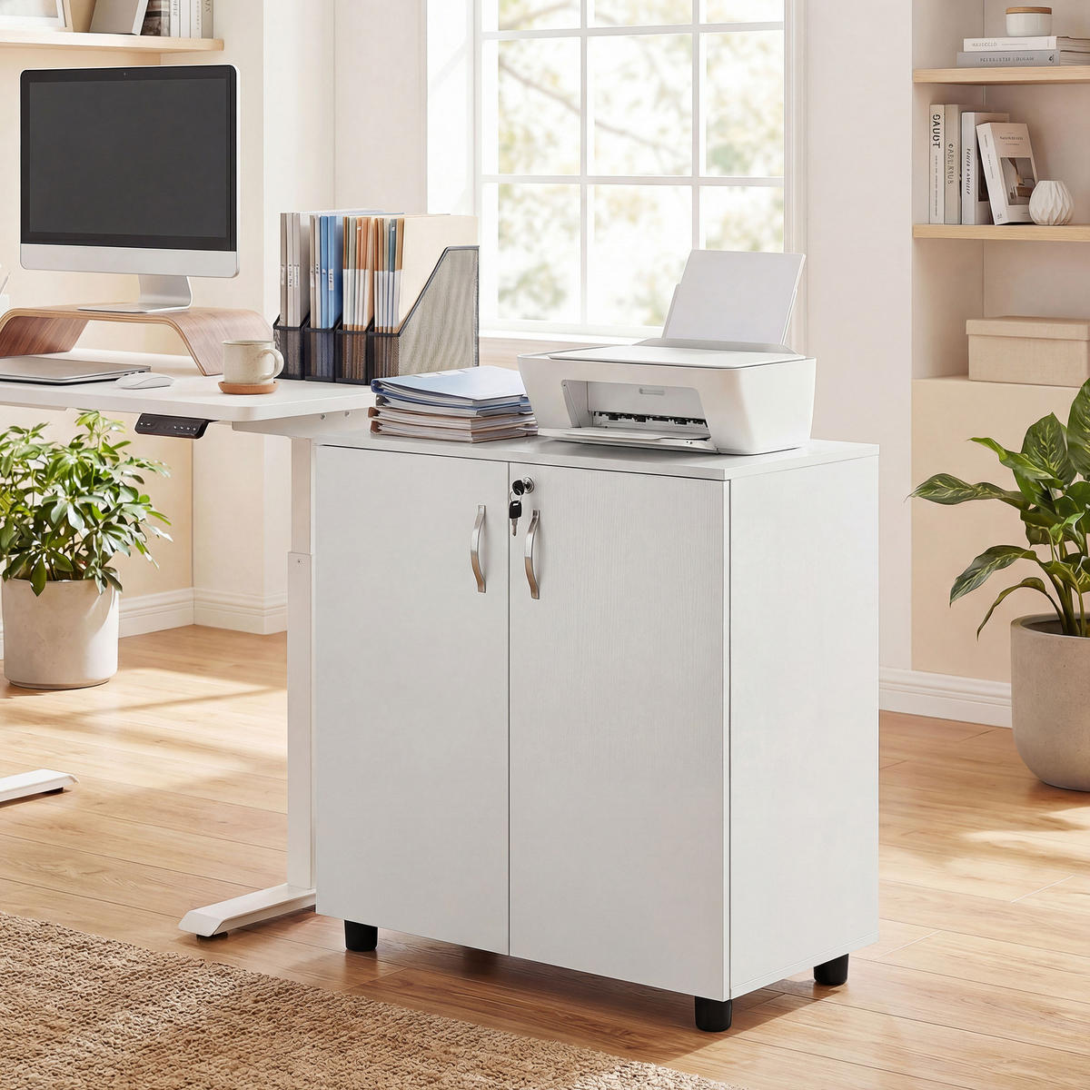 AKTENSCHRANK DE-14519 2 Türen abschließbar Weiß - Weiß, Holzwerkstoff (40/80/80cm) - ComfortXL