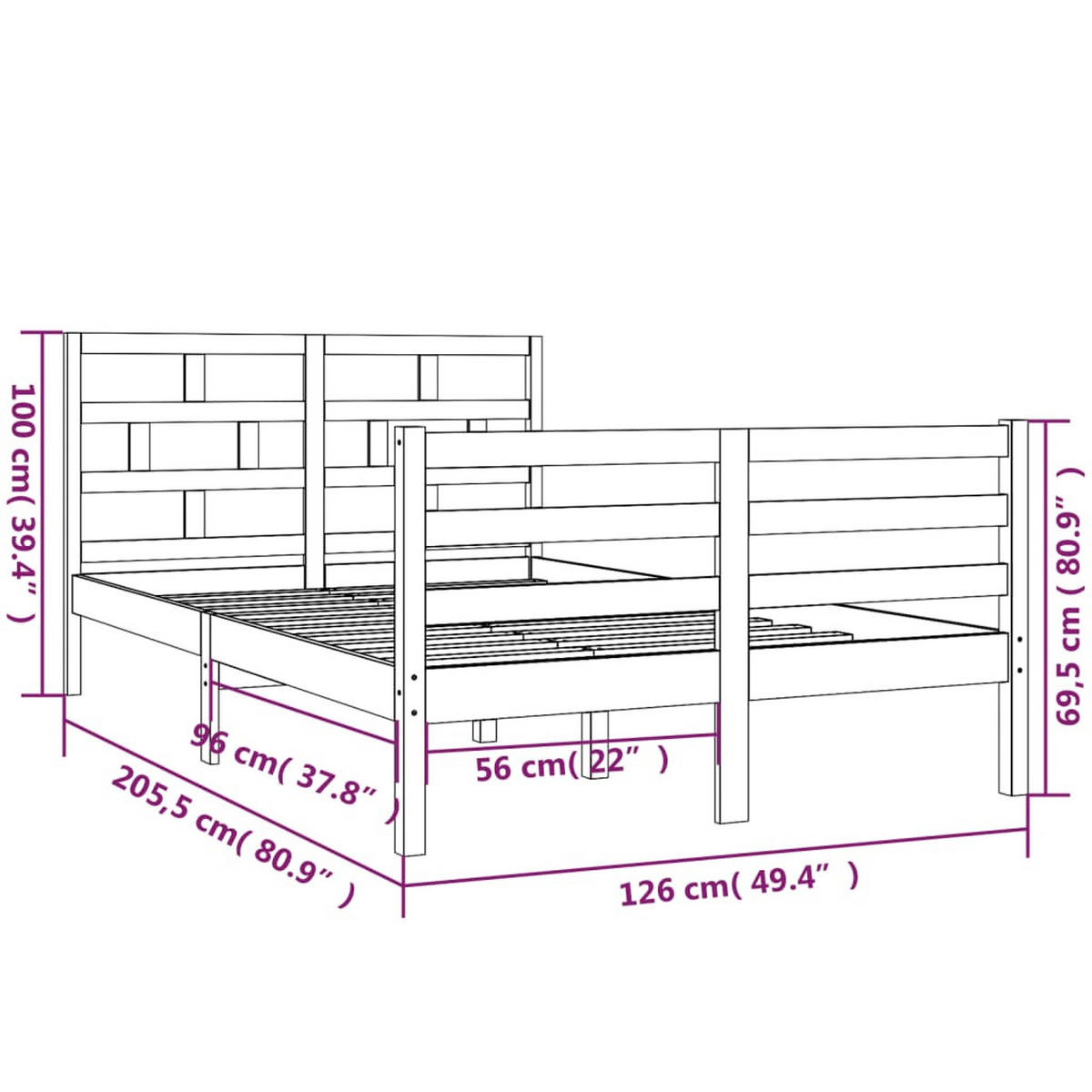 BETT Kerby 126/205.5 cm - Braun, Holz (120/200cm) - Nettlife