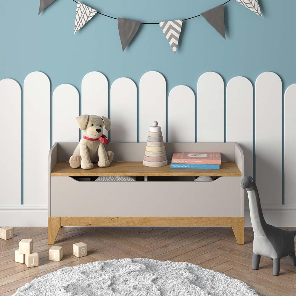 SPIELZEUGTRUHE Malia Cashmere-Eiche 107.2 x 50 cm mit Sitzbank - Kaschmir, Holzwerkstoff (107.2/30cm) - VitaliSpa